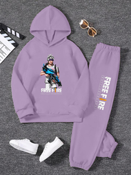 Chello Setelan Sweater Hoodie Baby Anak Laki Laki tema free fire gambar FF AK DRAGON