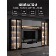 Light Luxury TV Cabinet Background Wall Integrated Living Room Multi-Functional Combination Wall Cabinet Bookcase Home TV Cabinet
