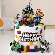 Phantom Ninja Building Blocks Motorcycle Cake Decoration Children Boy Birthday Dessert Table Baking 