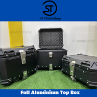 MOTORCYCLE TOP BOX KOTAK MOTOSIKAL UNIVERSAL FULL ALUMINIUM STORAGE BOX HEAVY DUTY (45L/32L/28L)