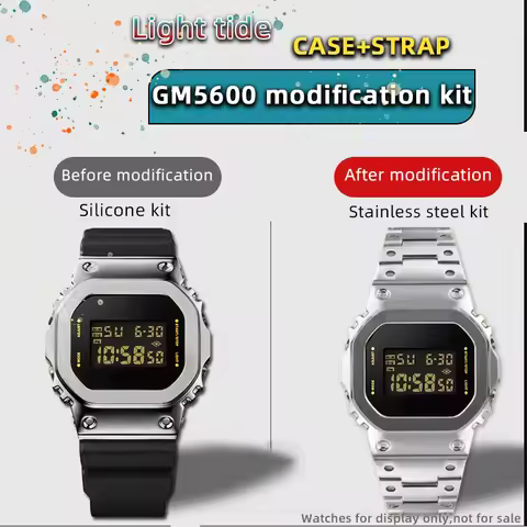 GM5600 metal case+strap for Casio GM-5600 CASE G-SHOCK 3229 gm5600 metal strap mod kit DIY set watch