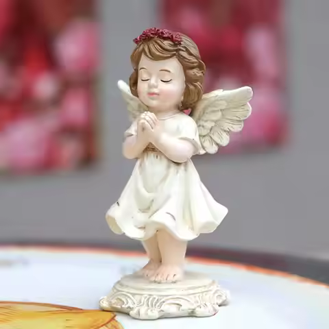 Angel Child Praying Figurine European Style Praying Girl Angel Sculpture 3D Printed Prayer Angel Sta
