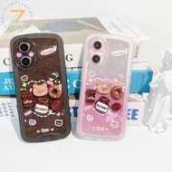 OPPO A57 2022 4G A77 A77S A17 A5S A7 A3S A5 A15 A15S A16 A52 A53 A54 A76 A96 A9 2020 Big Eyes Sparkling Mobile Phone Case, 3D Coffee Silicone Mobile Phone Case