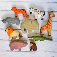 Mikheev's Wooden Dinosaur Animals Set | Handmade from Russia | Educational perfect for Christmas Xma