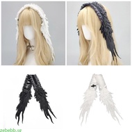 zebebb Wing Headbands Cosplay Bows Wing Cosplay Hairbands White Headwear Makeup Cosplay Hairbands Bi