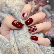 Vy___Shop Nail Box Code 18 Set of 24 Pretty Red Tone Nails Code - 1.8 Press On Nails Fake Nails