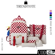 2025 new girls' backpacks Five-piece color matching schoolbag trendy high school student girls' back