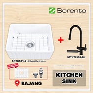 Sorento SRTKS6145 Ceramic Kitchen Sink Combo Set I Pillar Mounted Mixer Tap Pull Out I SRTKT71SS-BL/