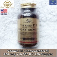วิตามินดี 3 Vitamin D3 (Cholecalciferol) 250 mcg (10,000 IU) 120 Softgels - Solgar
