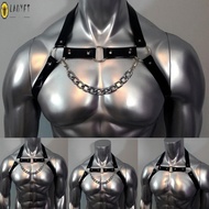 Mens Black Bondage Chest Body Harness Costume Slight Stretch Solid Color