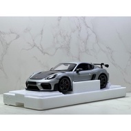 [Out] Mini Cut 1/18 Porsche 718 GT4 RS Alloy Car Model 1/18 Silver Tungsten Steel Gray Wheel Red Cal