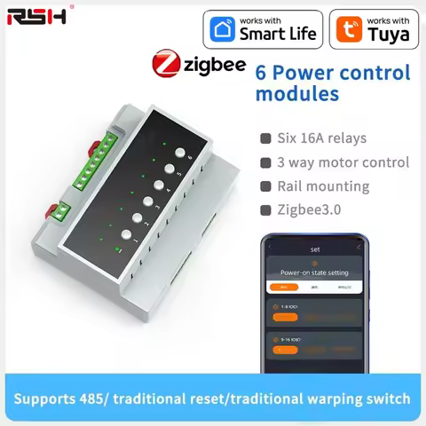 Tuya Smart Zigbee 6-16 Gang Relay Switch Module Remote Control Appliance Control Module 110V-240V Wo