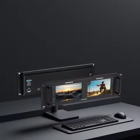 FEELWORLD D71 PLUS Dual 7" 1920x1200 450cd/m² 3RU Rack Mount Monitor 4K HDMI-compatible SDI 1920x120