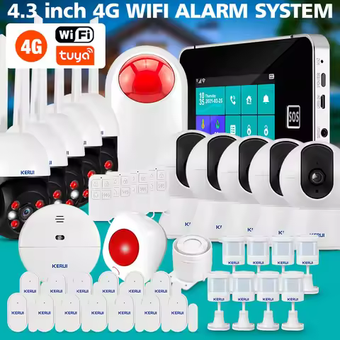 KERUI 4G Anti-theft Alarms 4.3 Inch Touch Screen Home Alarm System WiFi GSM Tuya Smart Life Burglar 