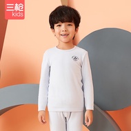 三枪舒肤弹力棉男小童圆领内衣套迪士尼睡衣童装男款 香芋蓝 130