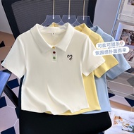 2025 Summer Women's T-Shirt Exquisite Embroidered Lapel Unique Top Women's P6BV