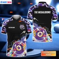 Men Customized 3D Printing Polo Shirt, 8 Ball Pool Billiard Shirt, Thunderbolt, Pool Gift
 Tops