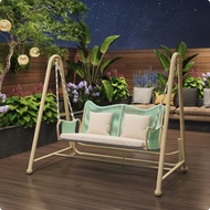 Cushioned Two-Person Swing Chair Freestanding Outdoor Swing Chair Double Weather-Resistant for Backy