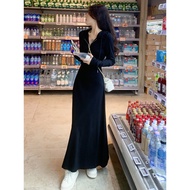 法式赫本风长裙2025新款秋冬款连帽卫衣连衣裙女大码胖mm内搭裙子2025.10.9