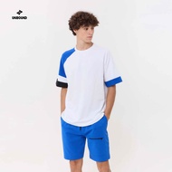 UNBOUND Celestial object oversized tee >White เสื้อยืดโอเวอร์ไซต์สีขาวตัดน้ำเงิน