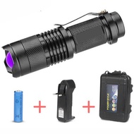 395nm Ultraviolet LED Flashlight+Battery+Charger+Box Pocketman P1