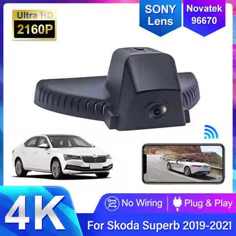 Plug and Play Dash Cam 4K 2160P Car Camera Recorder For Skoda Superb 3 Lauren Klement IV Octavia A7 