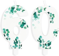 Personalised Eucalyptus Birthday Candles Numbers 60, 3D Green Leaves Birthday Candles, Birthday Cand
