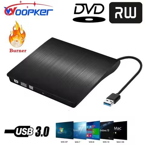 External DVD-RW Player CD DVD Burner USB 3.0 Drive Reader for PC Laptop Desktop Mac Windows Linux iO