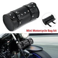 Universal Motorcycle Tool Bag Faux Leather Handlebar Roll Bag Waterproof Saddlebag Side Pannier Retr