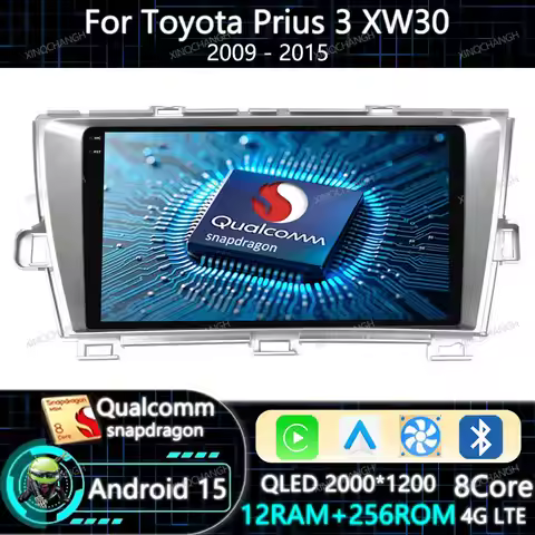 Android 15 Car Radio Carplay Auto For Toyota Prius 3 XW30 2009 - 2015 Head Unit Multimedia Video Pla