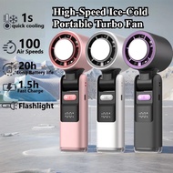 【6000mAh】Mini Turbo Fan with Light | 100-Speed Digital Display | Kipas Mudah Alih Kuat Boleh Cas & P