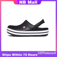 ของแท้พิเศษ Crocs Classic Bayaband Clog Black White Shoes Non-Slip Thick Sole Beach Sandals 11016-00