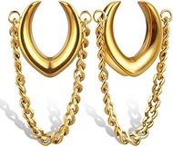 1 Pair Classic Saddle with Chain for Stretched Ears Hypoallergenic 316 Stainless Steel Ear cuff Tune
