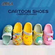 AMILA Crocs เด็ก รองเท้าแตะนิ้วเท้าการ์ตูนสำหรับเด็กผู้หญิง เด็กเล็ก ขนาดกลางและใหญ่ พื้นนุ่มในร่มและกลางแจ้ง รองเท้าแตะที่สะดวกสบาย