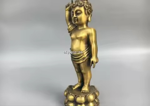 28cm Classica Brass carved Buddhism prince Boys child Sakyamuni buddha statue 28cm