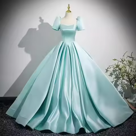 French Style Women S Satin Slimming Evening Dress Elegant Backless Strap Short Sleeved Banquet Perfo