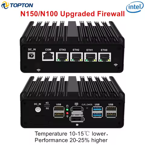 New Intel N150 N100 N4000 Firewall Router Upgraded Version Fanless Mini PC 4xi226-V 2.5G Solid Compu