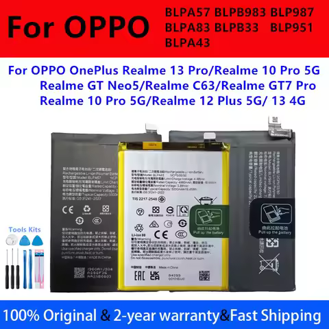 BLPA57 BLP983 BLP987 BLPA83 BLPB33 BLP951 BLPA43 Battery For OPPO OnePlus Realme 12 10 Realme 13 Pro