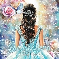 Quinceañera Guest Book Light Blue Rose Floral Butterfly Winter Wonderland Sparkle Princess Dress Dol