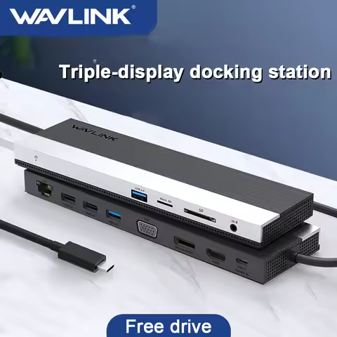 Wavlink Triple Display 4k Docking Station USB Hub Dual 4K HDMI Compatible/DVI/VGA USB-C Hub 100W PD 