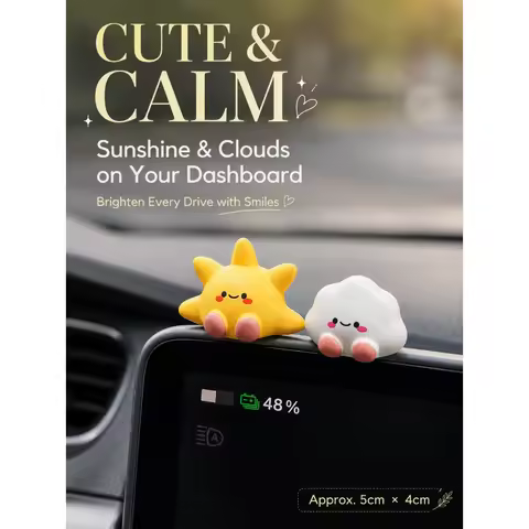 Cute Sun & Cloud Car Dashboard Decor – Adorable Silicone Figures for Screen Edge, Stress Relief & Sm