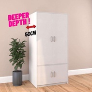 Furniture Direct FACILE Deeper Depth 4 Doors Wardrobe wardrobe clothes almari baju budak Almari Baju