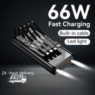 Power bank 20000mAh Original type c 66W Built in cable PowerBank 500000mAh 80000mAh 100000mAh 200000