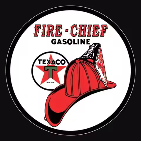 Fire Chief Gasoline Texaco Tin Metal Sign Man Cave Garage Decor 11.75" Round