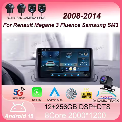 Car Radio Android 15 Carplay Auto Multimedia Player For Renault Megane 3 Fluence Samsung SM3 2008 - 