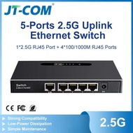 JT-COM 5-Ports 2.5G Uplink Ethernet Switch | 1×2.5G Uplink + 4×1G RJ45 Ports | Plug & Play Network S