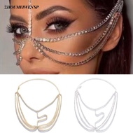 ZHOUMEIWENSP Crystal Layered Face Chain Face Decor Luxury Rhinestone Fashion Handmade Multi-Layers H
