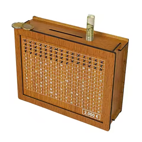 Wooden Piggy Bank 1000/2000/3000/5000/10000 Euro Money Box Money Vault Savings Box Challenge Cash St
