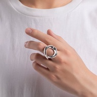 寬版圓形男戒-不規則925純銀素戒-立體情侶銀戒-定情厚戒指-刻字