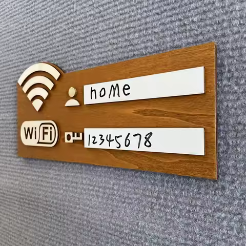 1pc Wooden WiFi Password Sign Rewritable Handwriting Wireless Network Indicator Plaque Multi-Purpose
